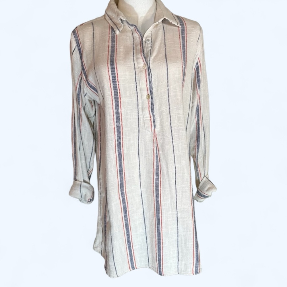 Boo Gemes size medium long sleeve pin striped‎ shirt dress mini